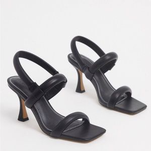 ASOS DESIGN padded heeled sandals in black